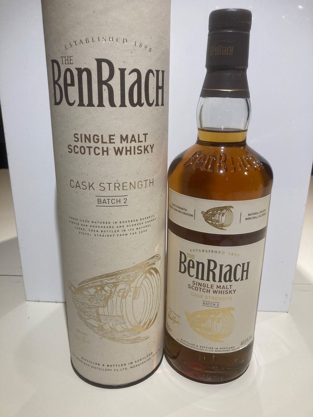 Benriach Spirituosen: BenRiach Single Malt Batch2 Cask Strength 60.6% – Neu und originalverpackt aus Gasel von Badmax