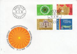 1980 636-39 Grün 80 Heimatwerk Autosalon GE Kunst FDC