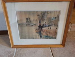 Hafenszene Aquarell (Jean Durvil)
