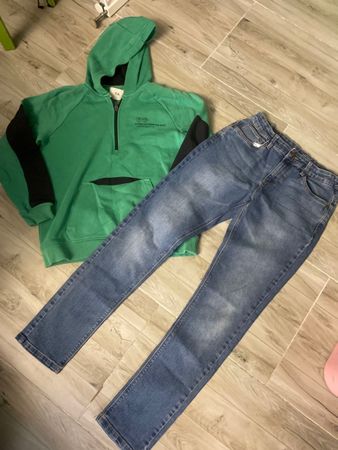 C&A Set Hoodie Grün & Jeans Skinny, Grösse 170, Top Zustand
