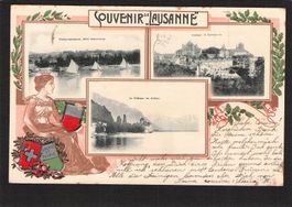 ^Prägekarte Souvenir de Lausanne , gel. 1901