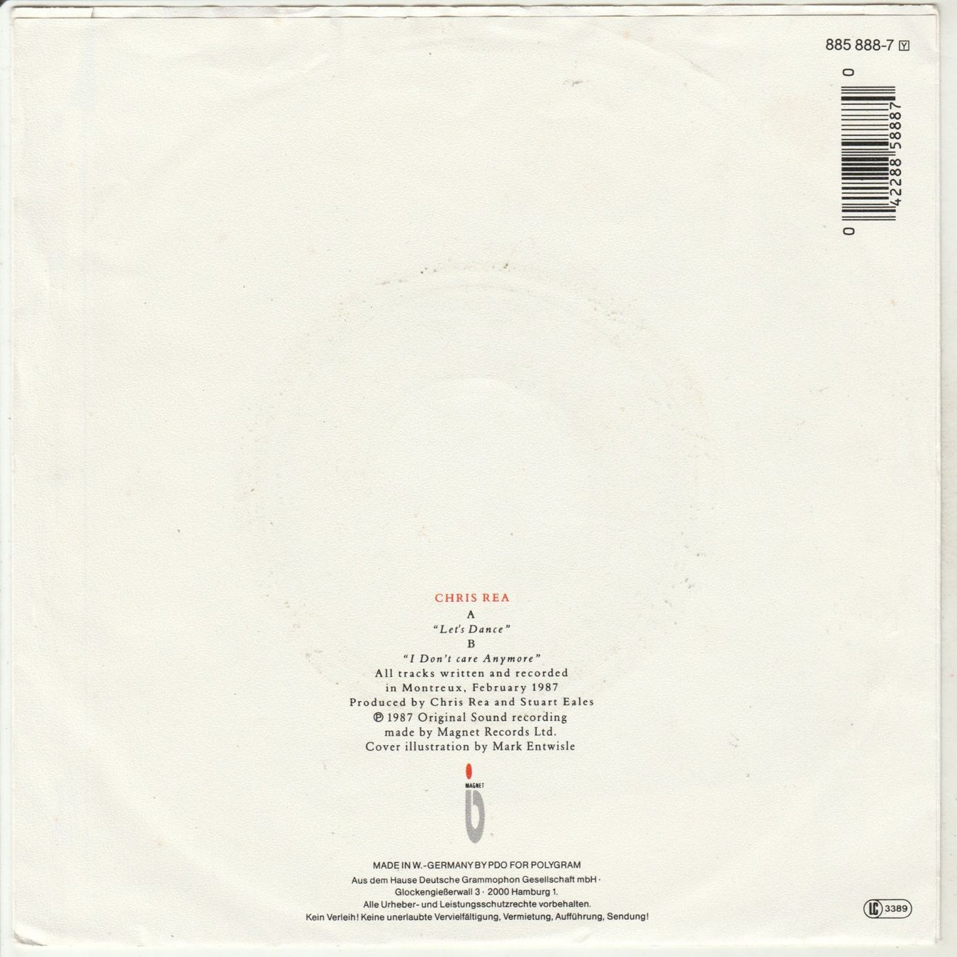 Dischi in vinile: Chris Rea - Let's dance 7" Vinyl 1987 – Usato da Tübach venduto da JamesStone 1