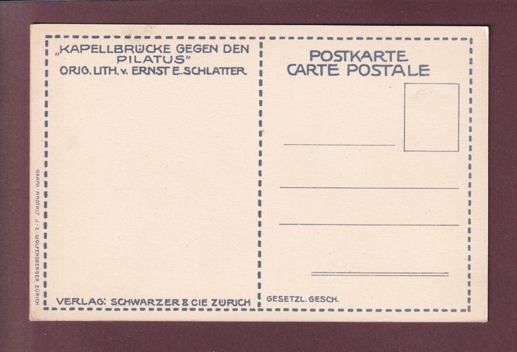 Cartoline postali: LUZERN - Kapellbrücke - Ernst E. Schlatter – Usato da Pully venduto da nicecards 1