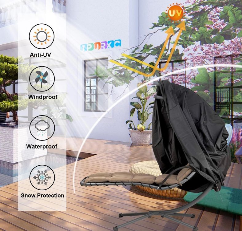 Abdeckung Für Hängeliege - Wasserdicht 420D Gewebe, 185x117x198cm, Schwarz