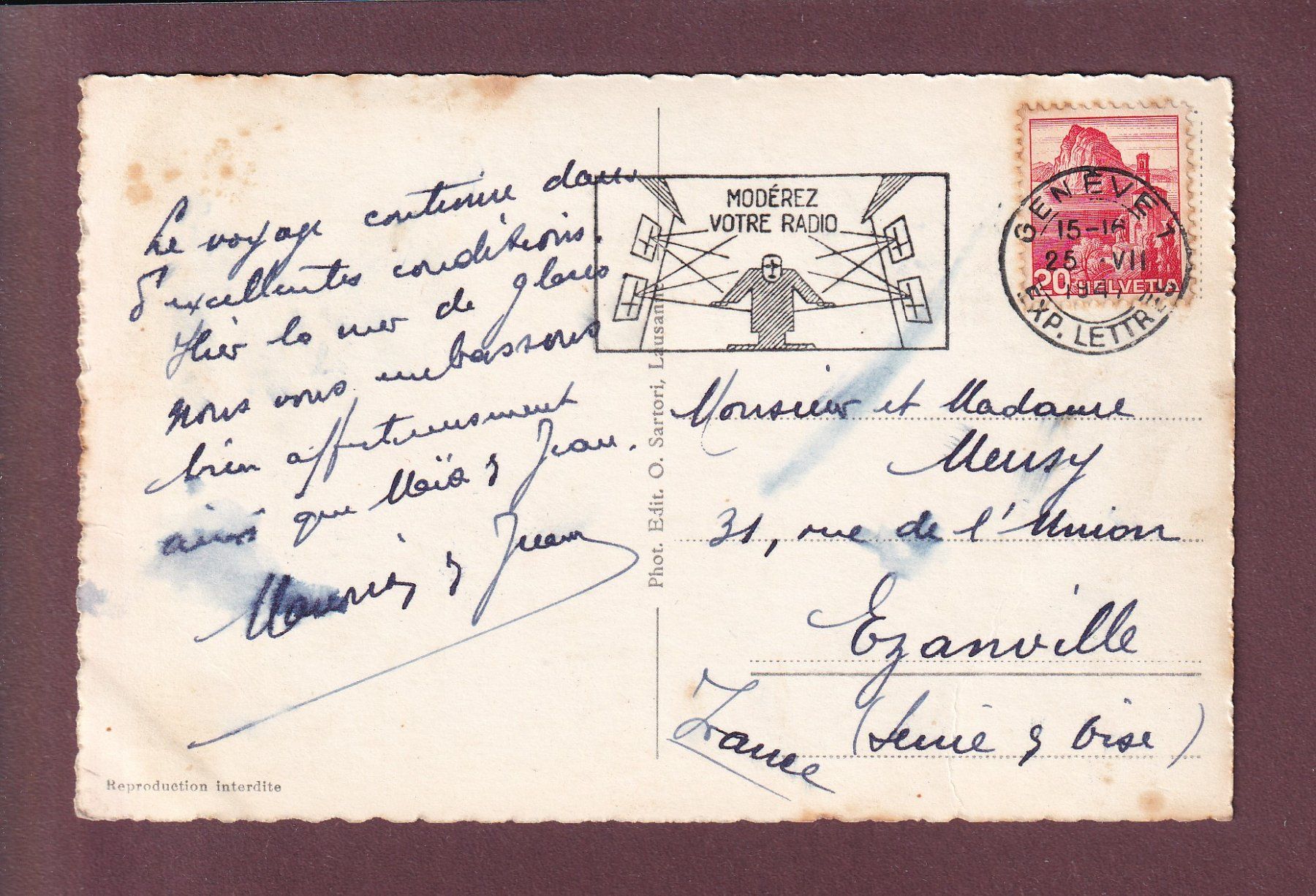 Cartoline postali: GENEVE - Les ponts - 1947 – Usato da Pully venduto da nicecards 1