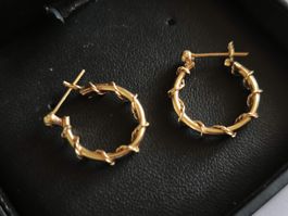 Vintage Creolen Ohrringe Gold 14K gedreht 585er Gold