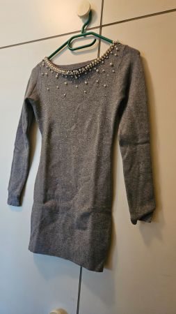 Maglione grigio con perline tg. S/M misto viscosa