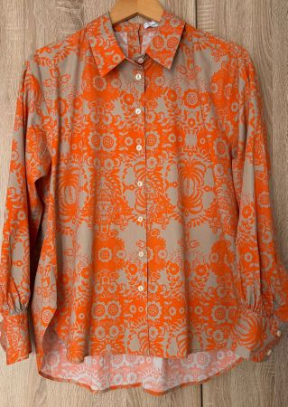 Bluse Hemd Rossana Diva Grösse 42 Farbe orange grau