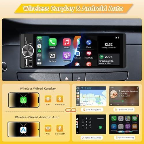 Ecrans: Bildschirm Single-DIN Kabelloses CarPlay Android Auto 6 – Neuf avec emballage d'origine à Hundwil par Mr.Wong 2