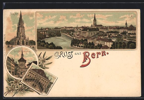Ansichtskarten: Litho Bern, Münster, Zeitglockenturm, R – Gebraucht aus Berlin von bartko-reher