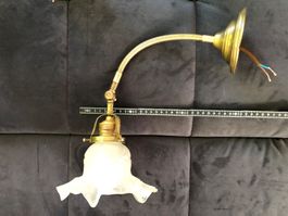 Jugendstil Deckenlampe / Wandlampe antik mit Messingmontur