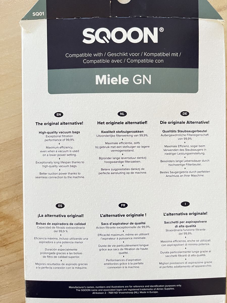 Miele Aspirapolveri & Accessori: SQOON Miele GN Staubsaugerbeutel, 6 Stück – Nuovo (secondo la descrizione) da Horw venduto da Pem1278 2