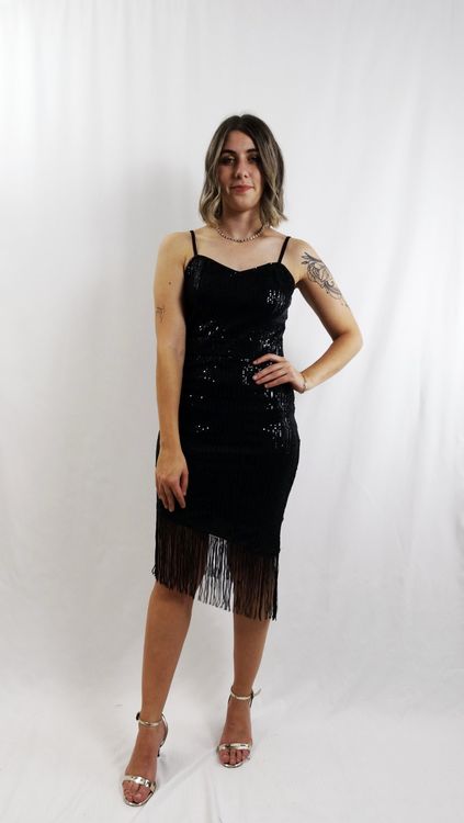 Robe Mi-longue Noire à Paillettes Bleues - Marque Girl In Mind, Neuve Avec étiquettes, Taille 8 Fille