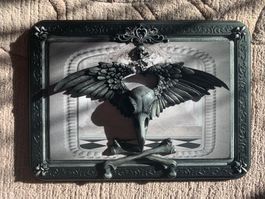 Gothic Wandbild Rabenschädel Flügel Knochen Deko *** NEU***