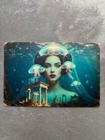 Vintage Blechschild Kunstportrait – Retro Metallschild