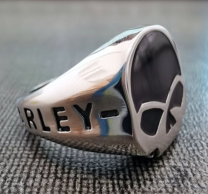 Bague Chevalière Harley-Davidson Skull - Acier Inoxydable, Argentée, Neuve Avec étiquette