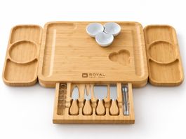 Royal Craft Wood XXL Käsebrett Bambus mit 2 Seitentabletts