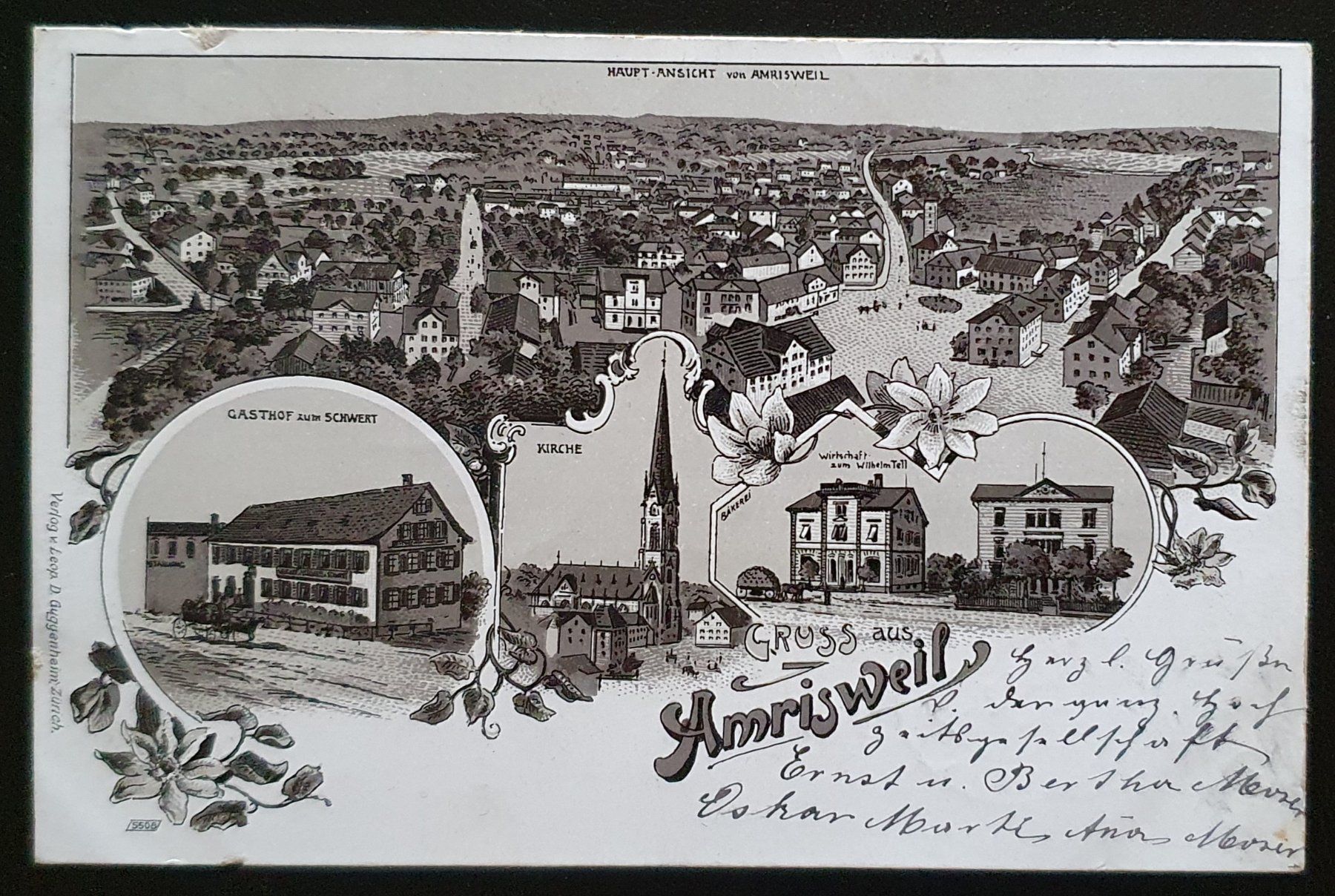 Cartoline postali: Gruss aus Amriswil 1902 – Usato da Kreuzlingen venduto da Rschweiz1
