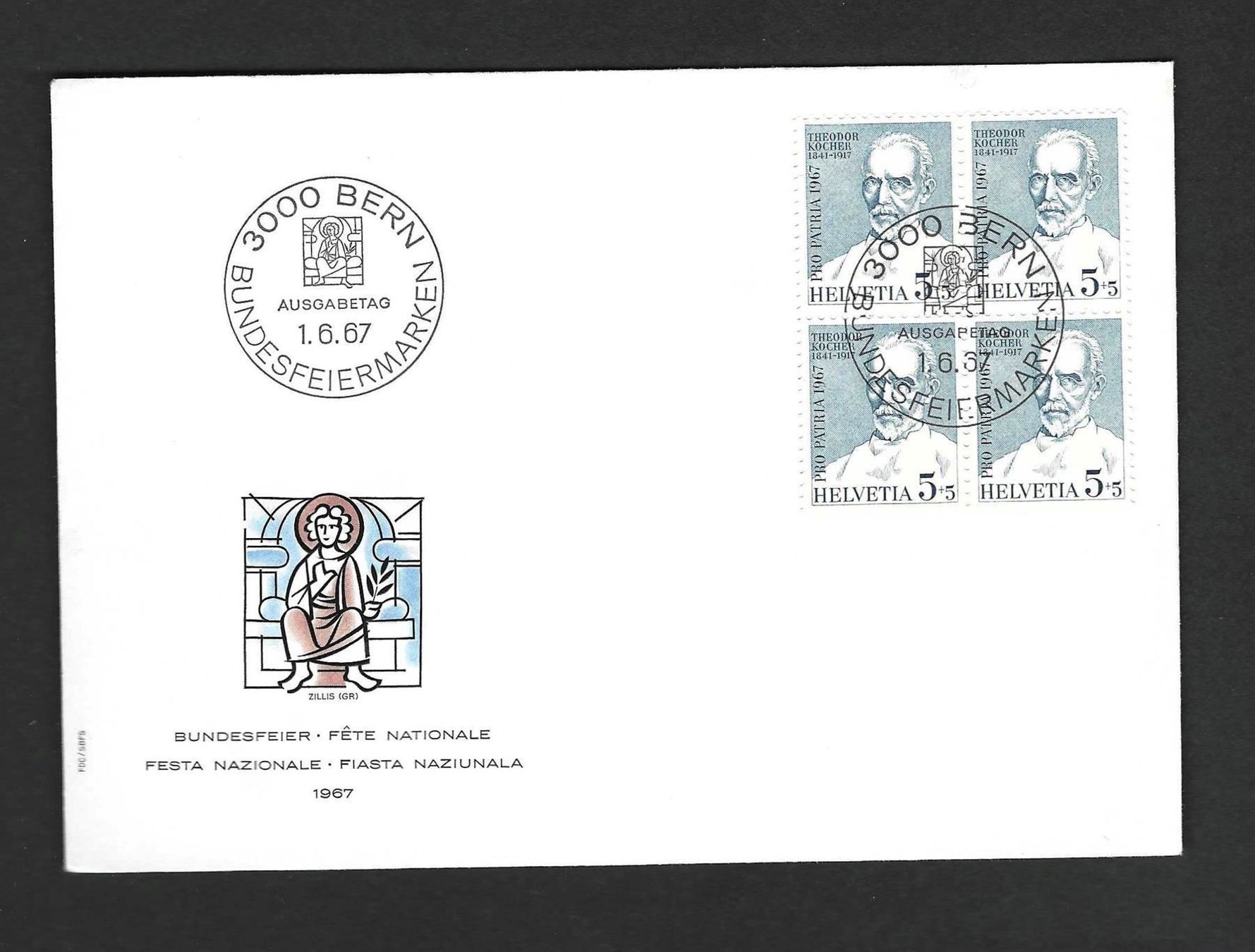 Tutti i francobolli: FDC Pro Patria Viererblock 1967 – Usato da Koblenz venduto da Markenhimmel