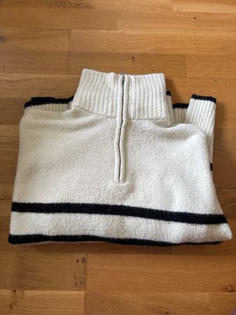 Zip-up Pulli weiss-gestreift, Gr. M, neuwertig!