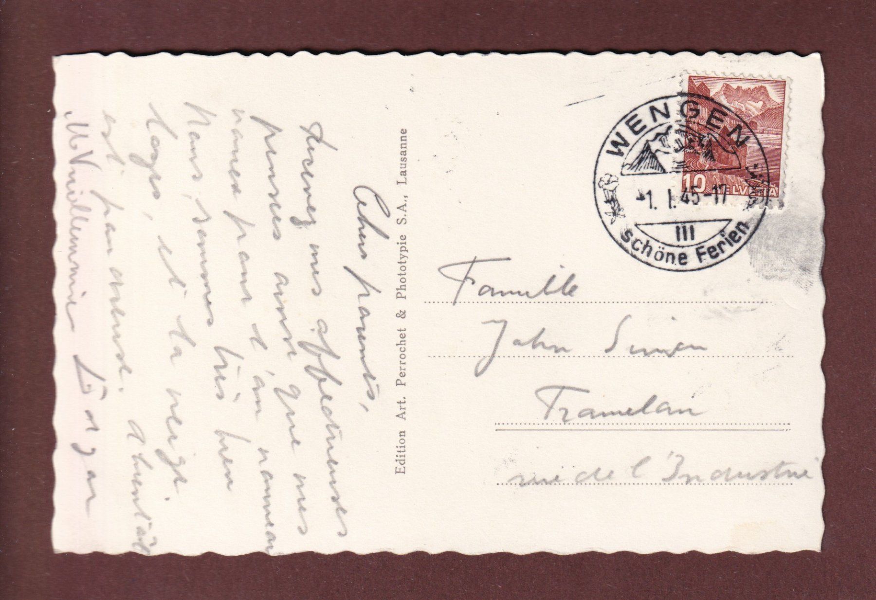 Ansichtskarten: WENGERNALP - Eiger und Mönch - 1945 – Gebraucht aus Pully von nicecards-shop 1