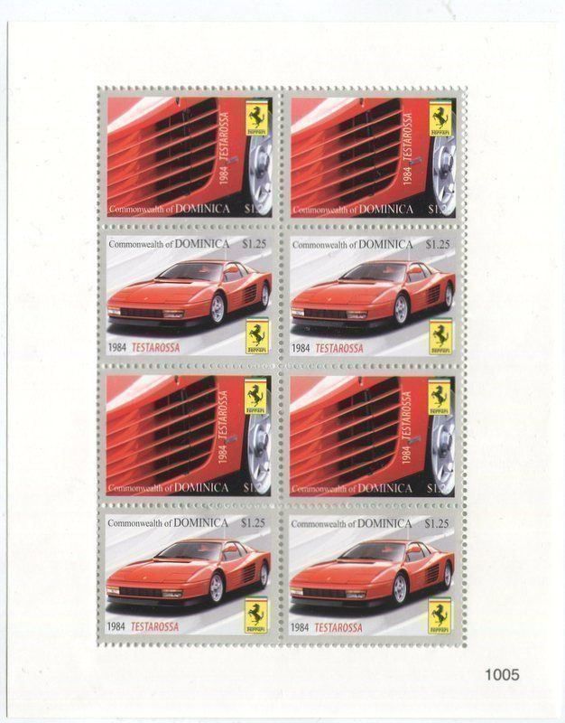 Tous les timbres: Block "Ferrari". Dominica. – Neuf avec emballage d'origine à Basel par Butsch5