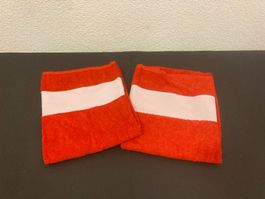 Handtuch 100 x 50 cm, rot/weiss, 2 Stück, 100% Baumwolle