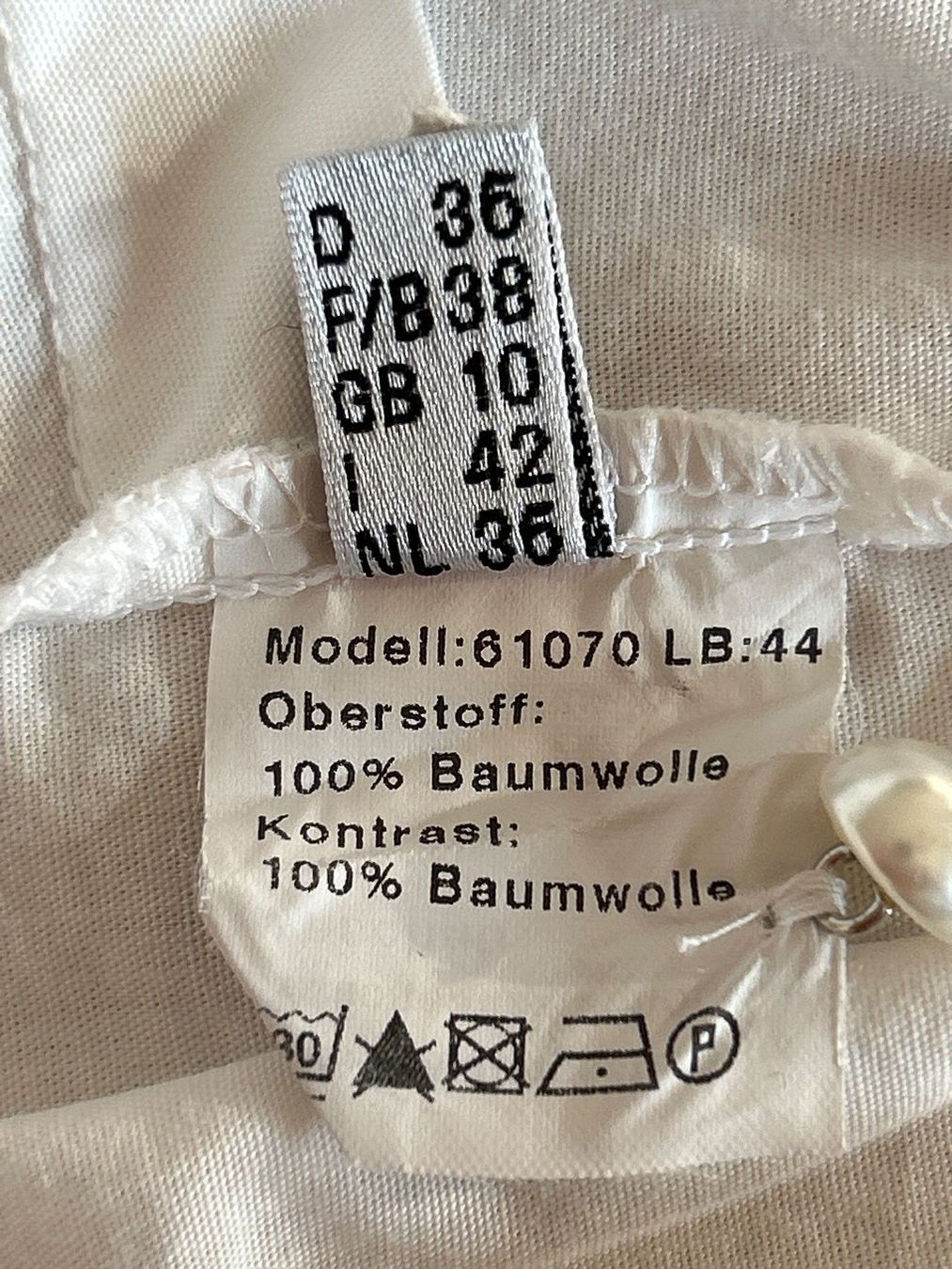 Krüger Camicette: Krüger Manufaktur Dirndlbluse weiss Gr.36 – Usato da Brunnen venduto da Nala2929 7