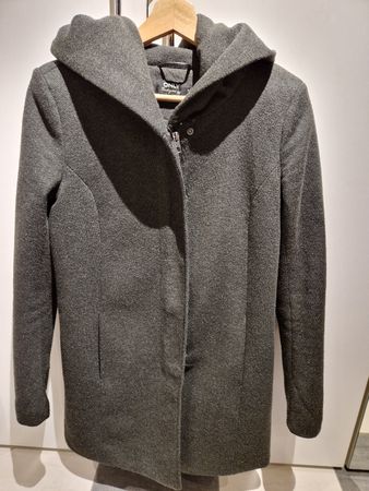 Damen Mantel Only dunkelgrau mit Kapuze, Grösse S