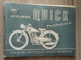 Ersatzteile Liste Motor Fahrrad NSU Quick - Ausgabe 1948
