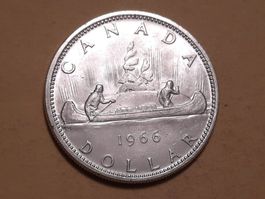 Kanada 1 Dollar "Kanu" 1966 Silber