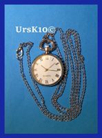 Umhängeuhr mit Kette silbrig weiss Neu
