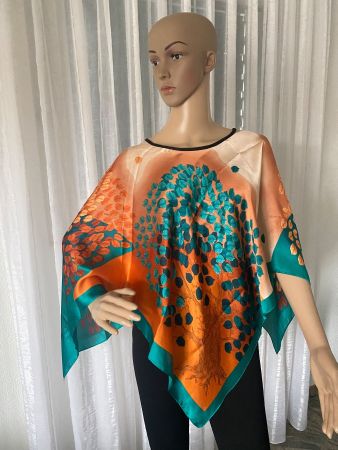 edler/stylischer Blusen-Poncho,Silk-Feeling,1 Size