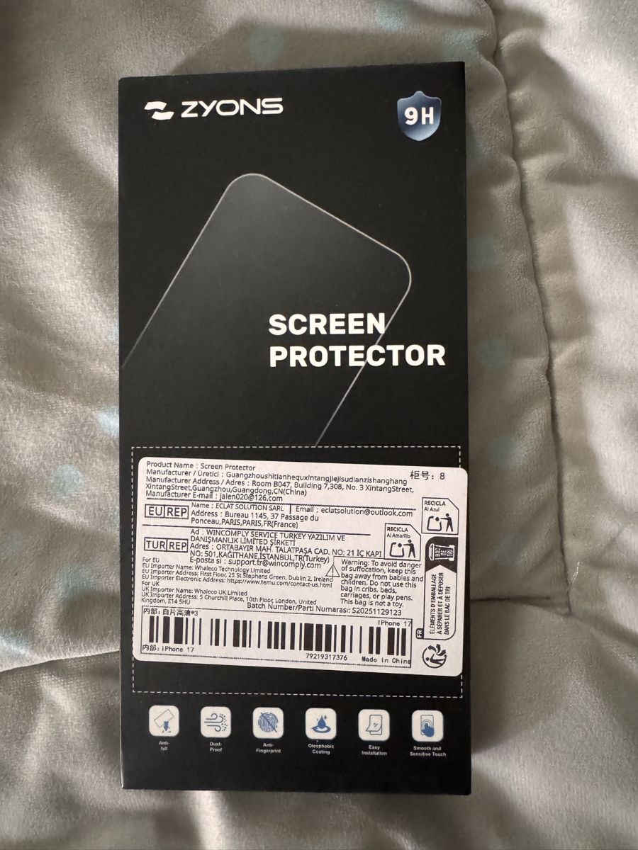 Lackretusche & Schutzfolien: Zyons Screen Protector 9H iPhone 17 neu – Neu und originalverpackt aus Stadel von nicibaer08