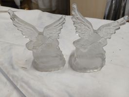 2 Kerzenhalter Engel aus Glas, guter Zustand, 2 Stück
