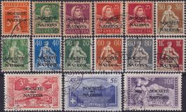 1922, SDN, Nr.1-15 (glattes Papier) gestempelt, Kat: 585.-