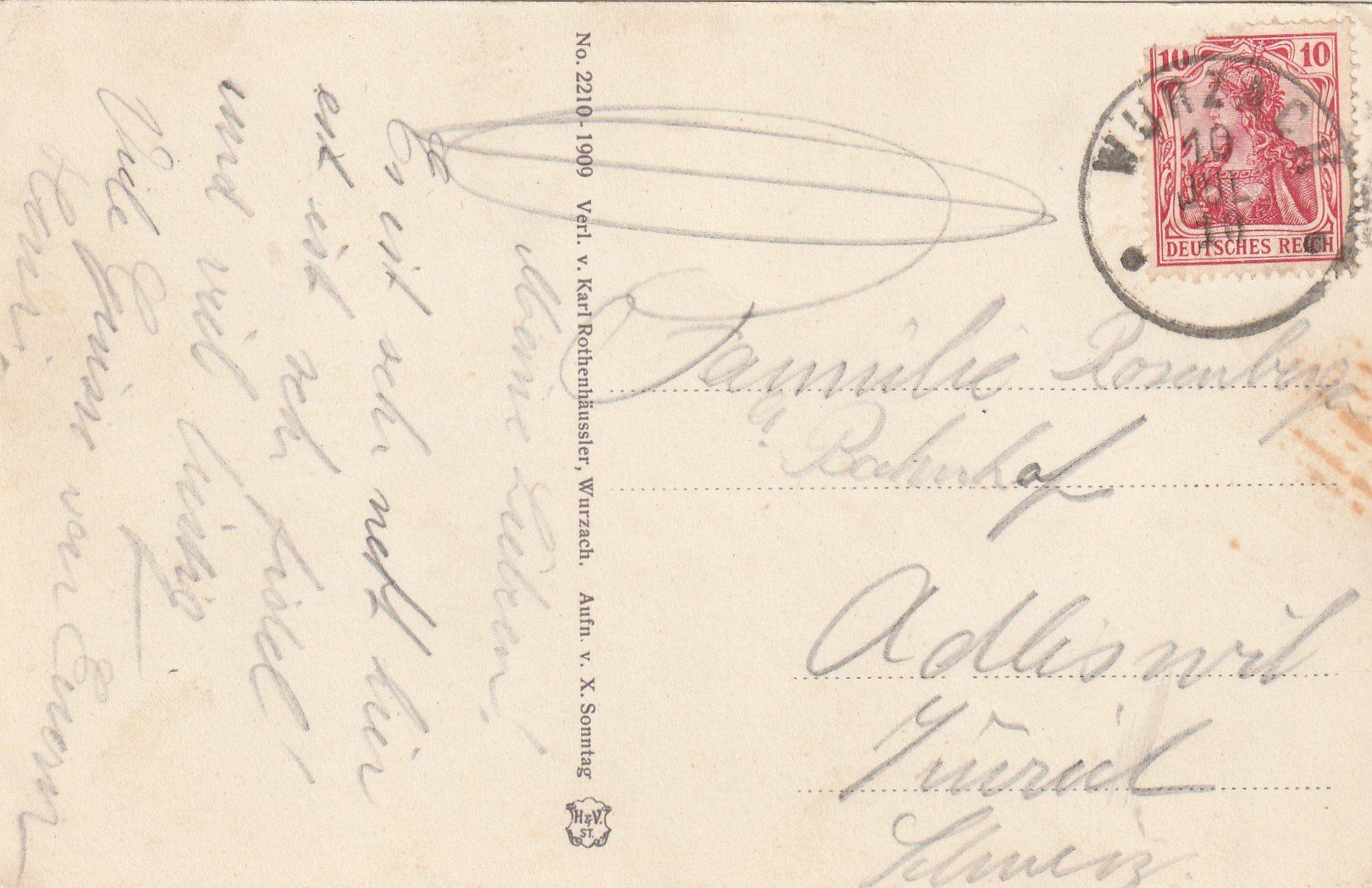 Cartoline postali: Deutschland Wurzbach 3-bildrig – Usato da Rorschacherberg venduto da fratovi2 1