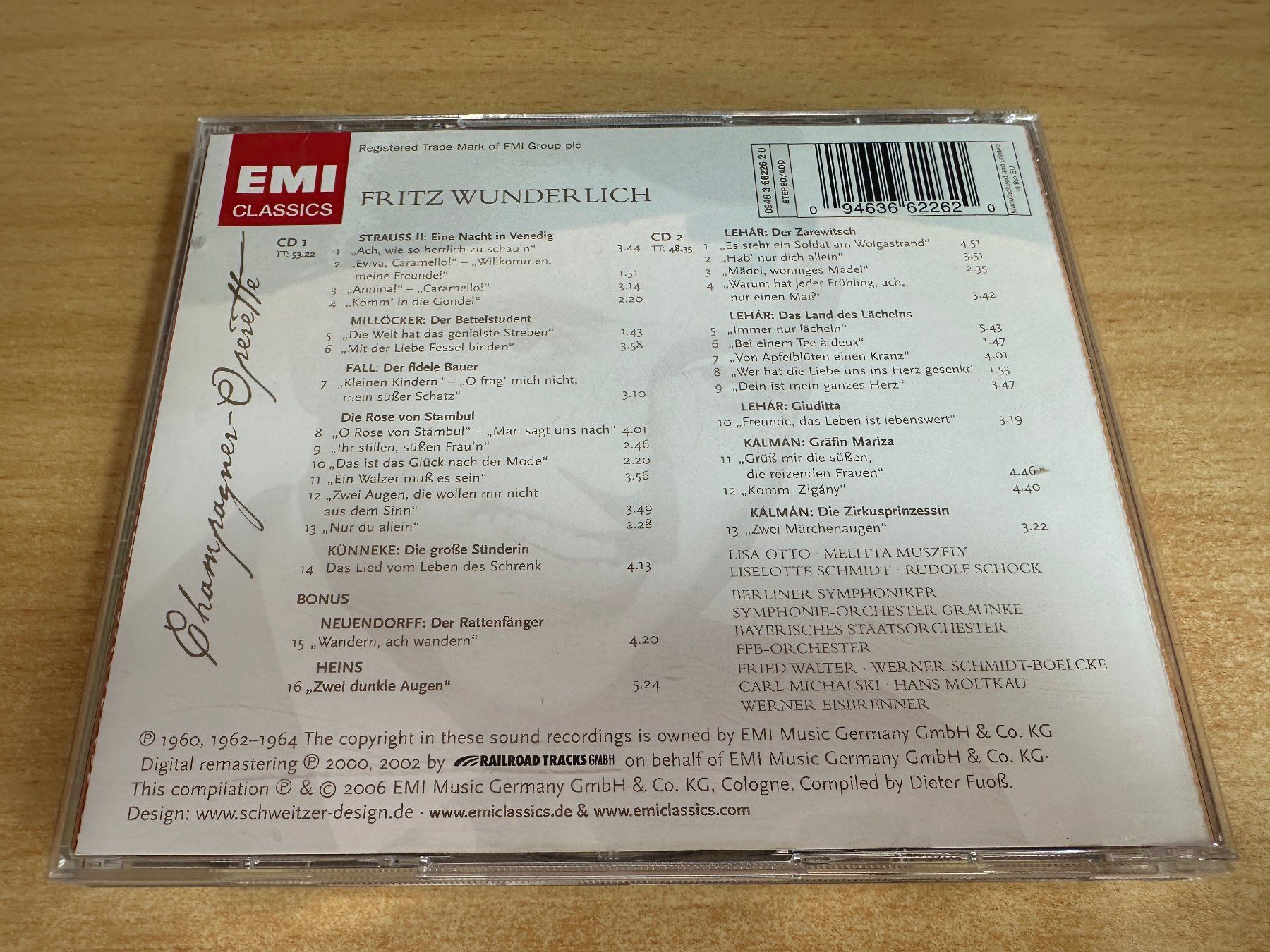 CDs: P9 Fritz Wunderlich - Champagner-Operette - 2 CD – Gebraucht aus Rikon im Tösstal von Alpenmutz 1