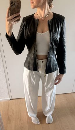 Schwarze Echtleder Jacke xs 36 tailliert luisa spagnoli