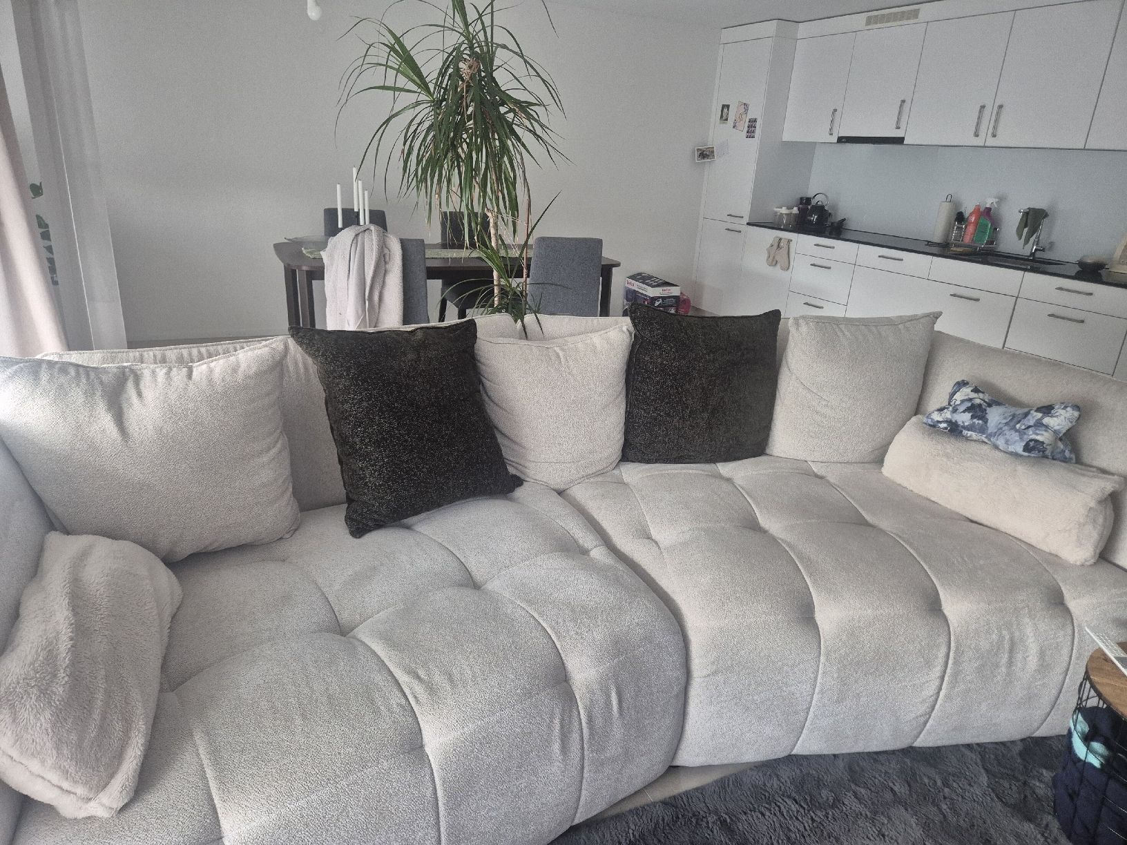 Sofas: Sofa Stoff weiss- leichte Gebrauchsspuren  – Gebraucht aus Uznach von sel_5xpw