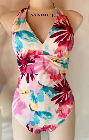 TRIUMPH, Badekleid SUMMER FLEUR, Gr. 40D, Weiss/Rosa/Türkis