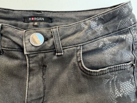 Taille 36 - Morgan - Jeans gris imprimé dentelle en stencil