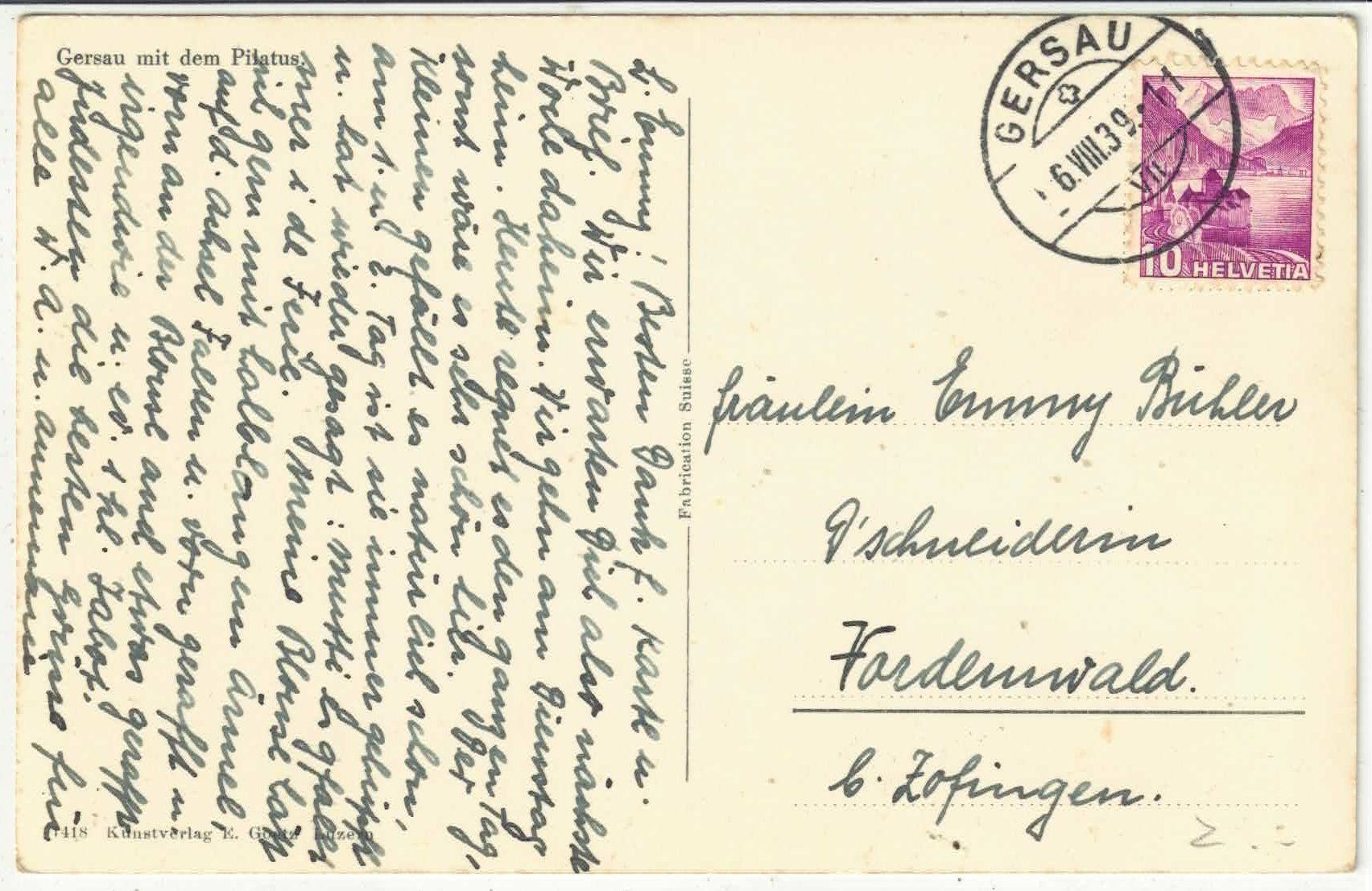 Cartoline postali: Gersau mit dem Pilatus – Usato da Ettingen venduto da Kartenplanet 1