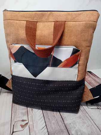 Rucksack Tasche Kombi braun schwarz mit Herz neuwertig