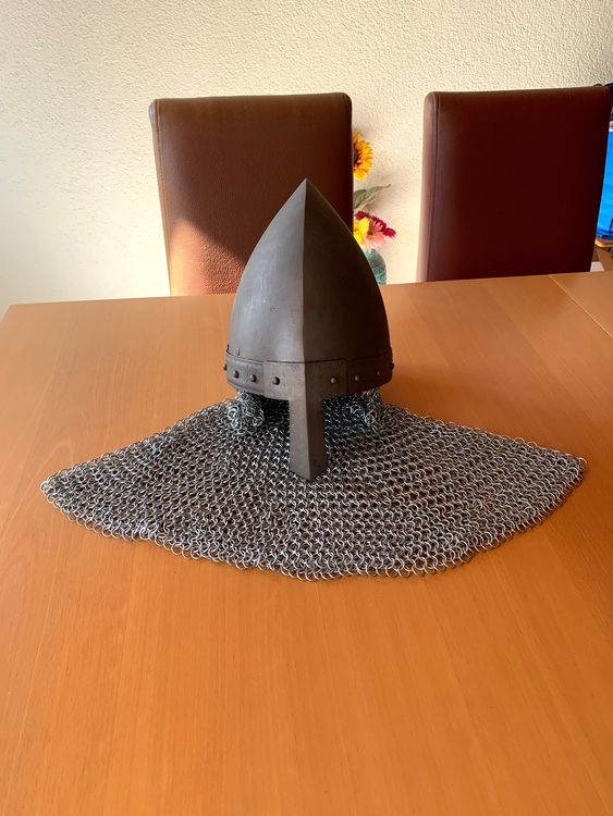 Ritterhelm , Nasalhelm mit Kettenbrünne , Larp, Mittelalter | Kaufen ...