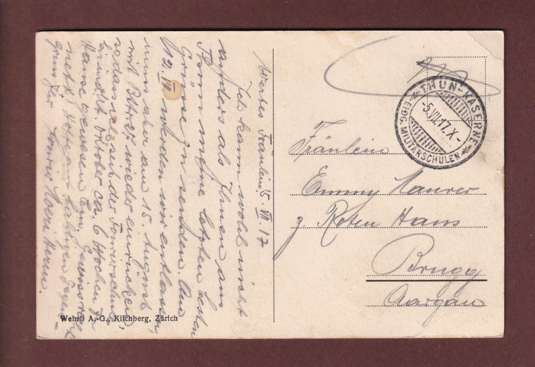 Ansichtskarten: THUN - Schloss - 1917 – Gebraucht aus Pully von nicecards 1