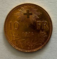 10 Schweizer Franken Gold Goldvreneli 1914