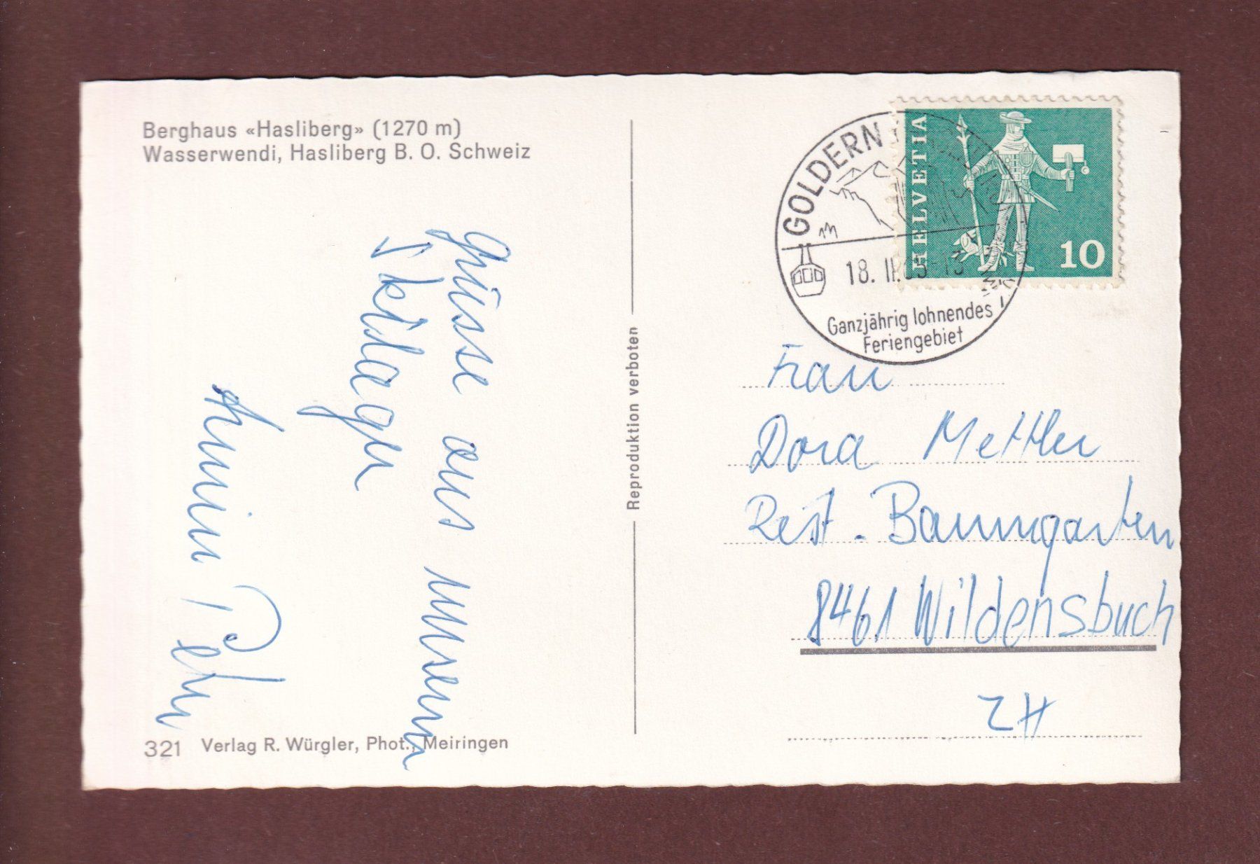 Cartes postales: Berghaus HASLIBERG - 1965 – D'occasion à Pully par nicecards-shop 1