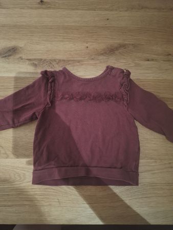 Langarmshirt Mädchen dunkelrot mit Rüschen 