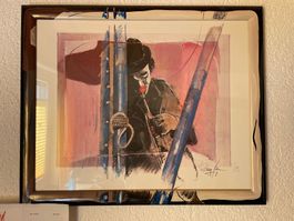 Clown Bild Musikant von Rolf Knie, 40x50cm, gerahmt🎨🎶🎭🖼️